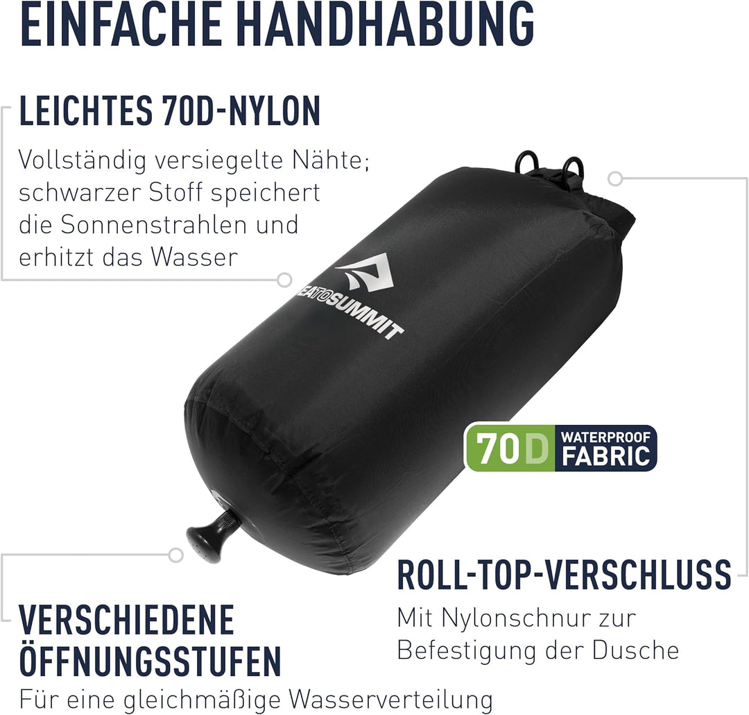 Sea to Summit - Pocket Shower 10L Camping Dusche - Praktisch & Besonders kompakt - Leichtes Nylon 70