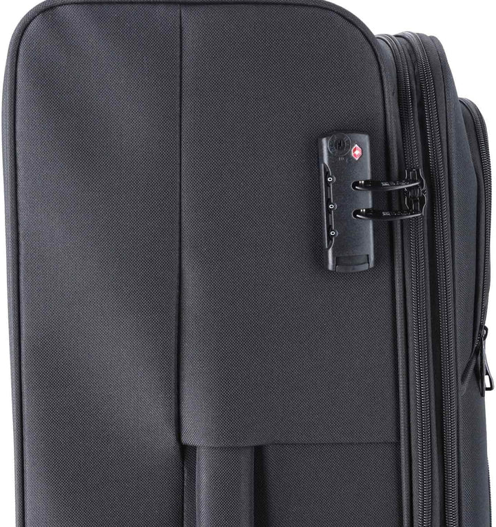 TheTrueC 4 Rollen Koffer Superlight 77cm Kopenhagen, Reissverschlussteiler|Kratzfest, Black
