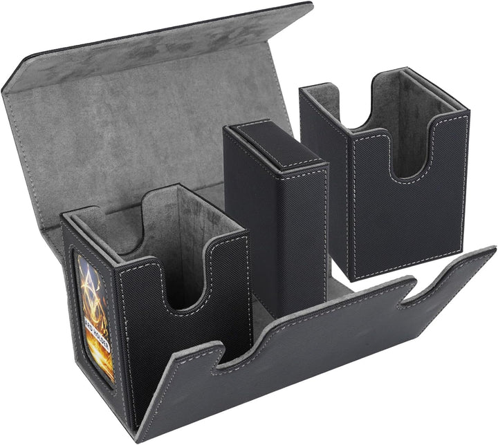 AFIING MTG Commander Kartenbox, 3-in-1 Karten-Aufbewahrungsbox für 200+ doppelt gesleevte Karten, Ma