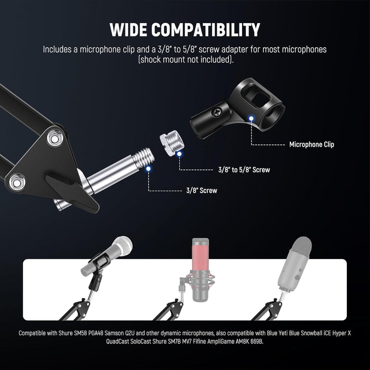 NEEWER BASICS Mikrofon Arm, Microphone Boom Arm Stand Tisch, hängende Mic Halterung für Schreibtisch