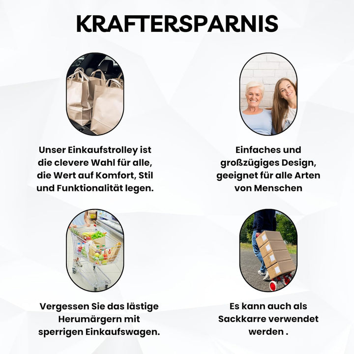 50Liter Aluminium Trolley Einkaufstrolley Klappbar, Shopping Trolley, Wasserabweisender Einkaufswage