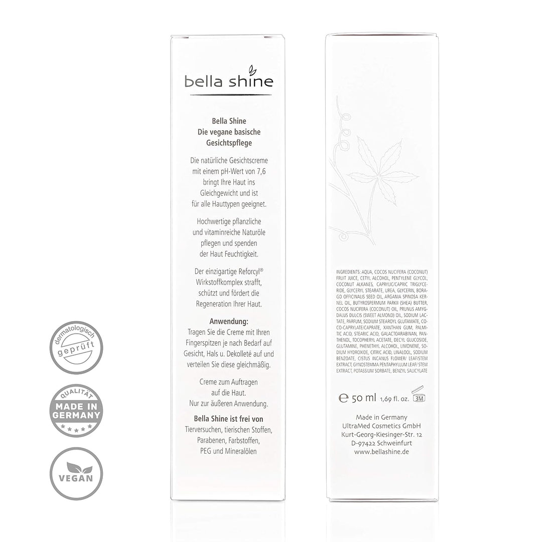 Bella Shine Gesichtscreme - Anti-Aging Creme für jeden Hauttyp, Feuchtigkeitscreme mit Mandelöl, She