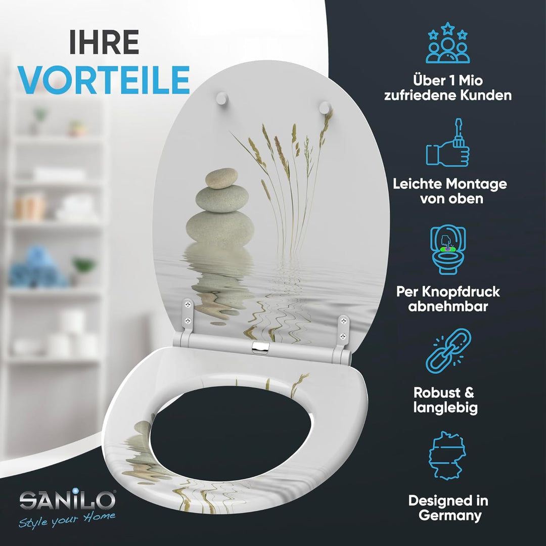 Sanilo WC-Sitz mit Absenkautomatik I Hochwertiger Toilettensitz aus Holz I Toilettendeckel in versch
