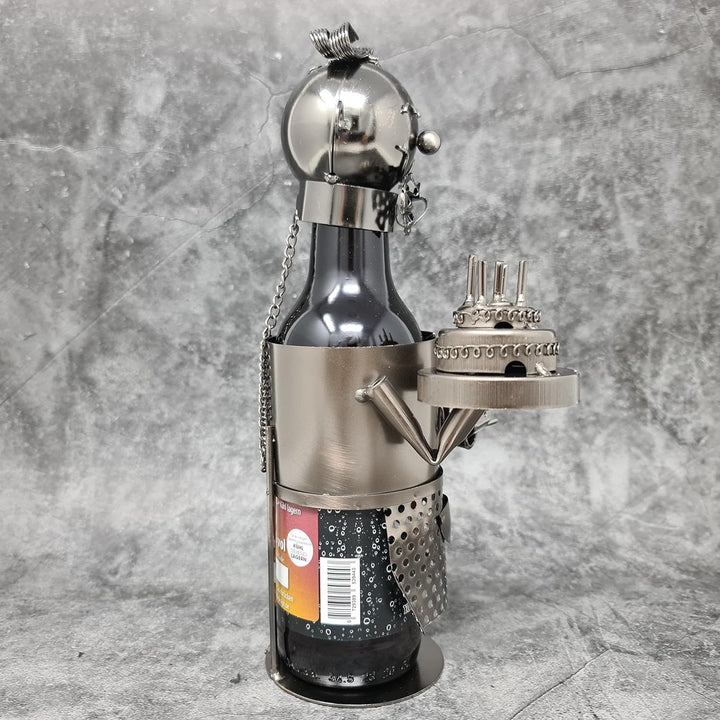 Lifestyle & More Moderner Flaschenhalter Bierflaschenständer Geburtstag aus Metall in Silber Höhe 24