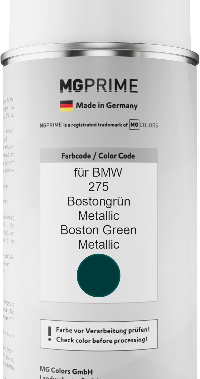 MG PRIME Autolack 2K Spraydosen Set für BMW 275 Bostongrün Metallic/Boston Green Metallic Basislack