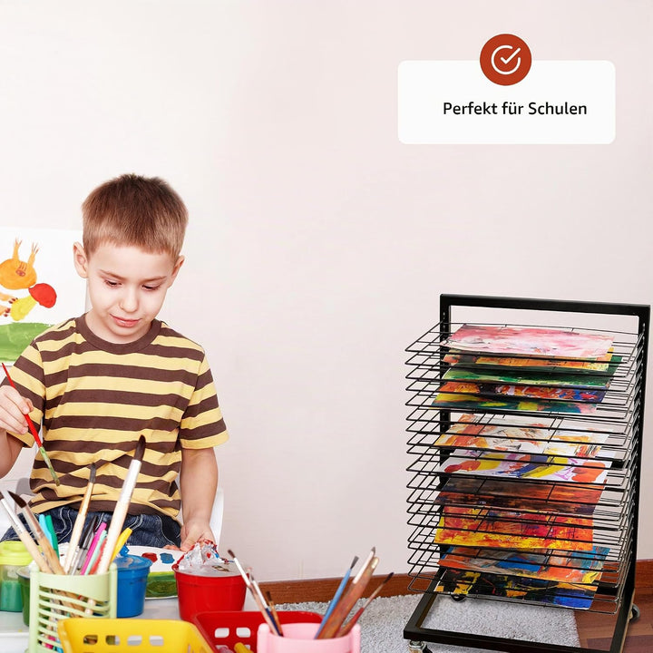 ODOXIA Bilder Trockengestell KLEIN für Klassenzimmer | KOMPAKTES, funktionales &amp; mobiles Bildertrock