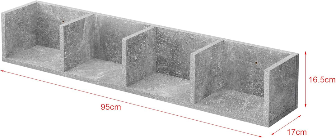[en.casa] Wandregal Ekerö Hängeregal mit 4 Ablagen Schweberegal 95 x 17 x 16,5 cm Wandboard Betonopt