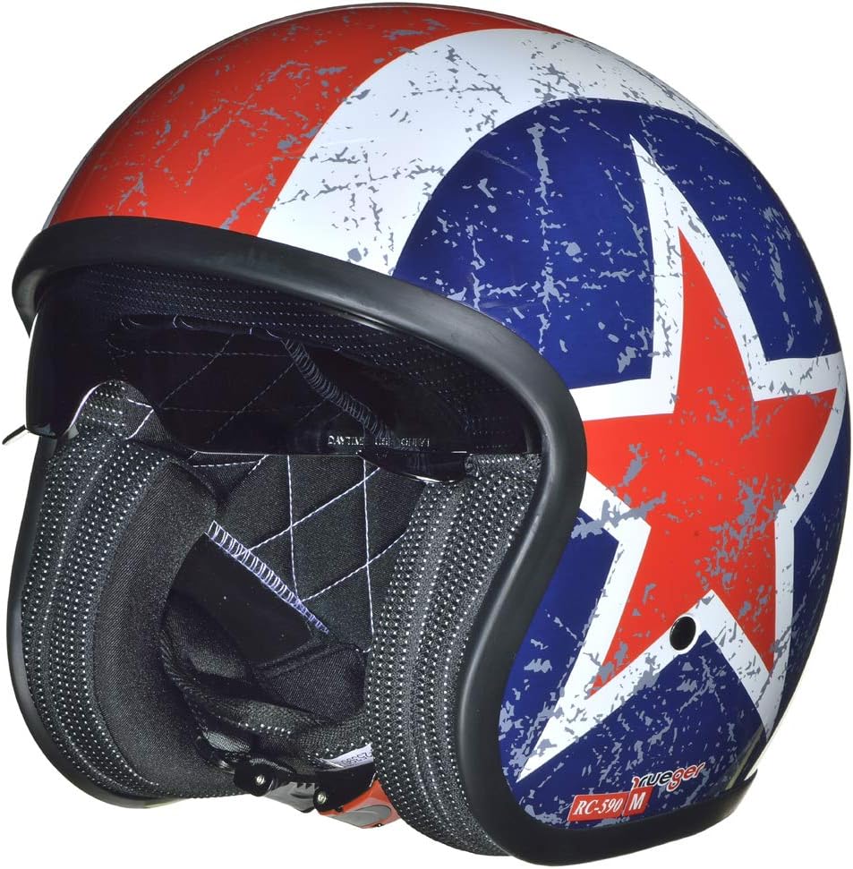 RC-590 Jethelm Custom Motorradhelm Chopper Chopper Motorrad Roller Helm rueger, Farbe:Rebell, Grösse