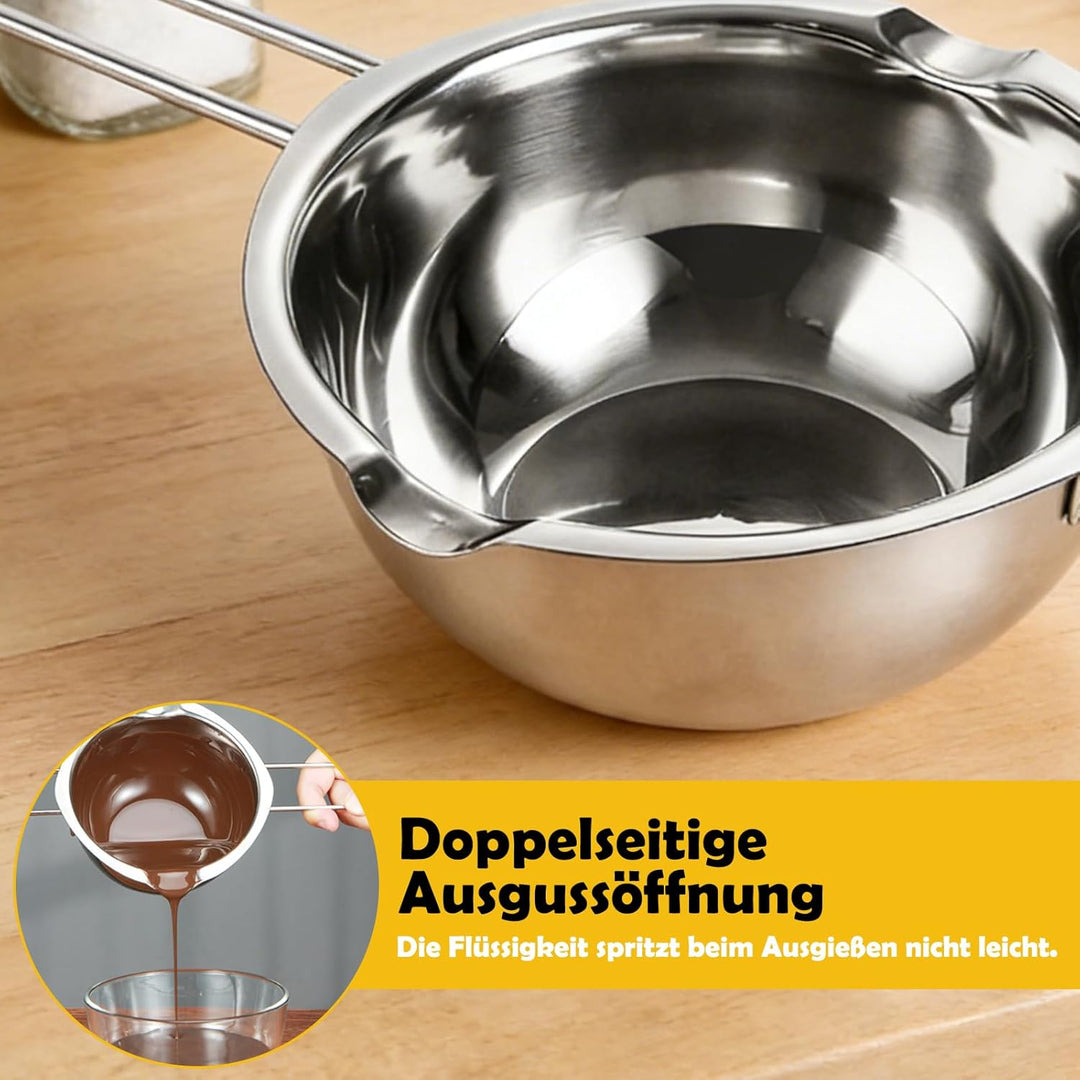 3 Stück Kerzenwachs Schmelztopf, 400ml, 600ml, 1000ml Schokolade Schmelzen Topf, 304 Edelstahl Wasse