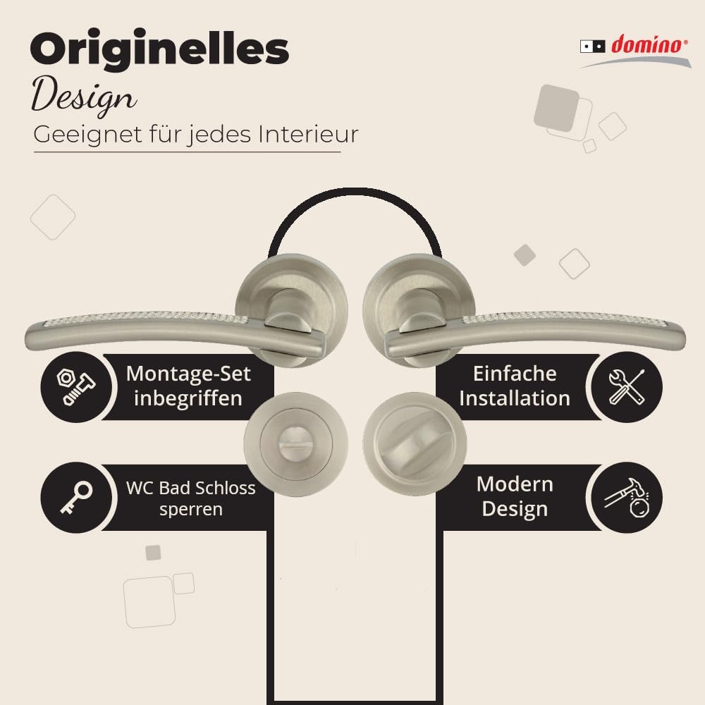 domino Türgriff LAVINIA-R M9 WC-Bad Drückergarnitur für Zimmertüren Türdrücker-Set Rosetten-Garnitur