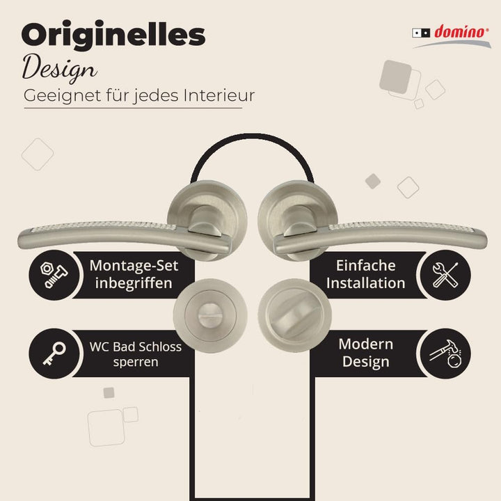 domino Türgriff LAVINIA-R M9 WC-Bad Drückergarnitur für Zimmertüren Türdrücker-Set Rosetten-Garnitur
