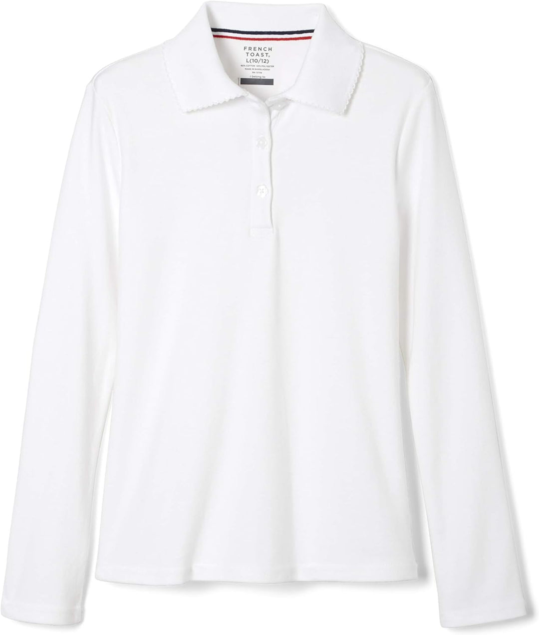 French Toast Mädchen-Langarm-Poloshirt mit Picotkragen XL Weiss, XL Weiss