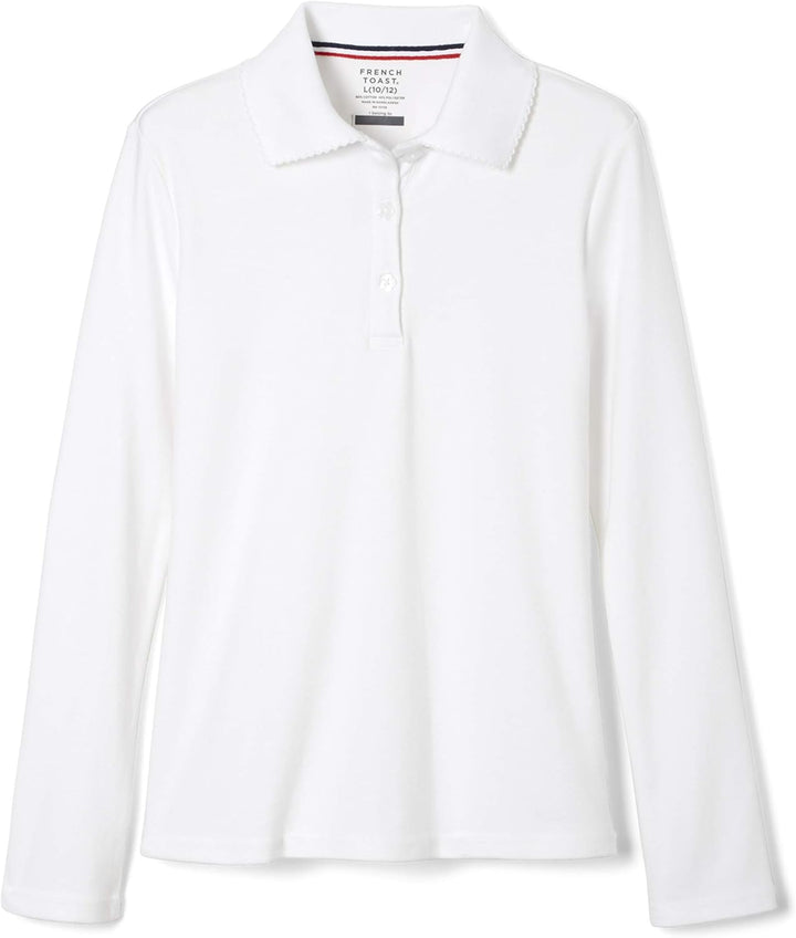 French Toast Mädchen-Langarm-Poloshirt mit Picotkragen XL Weiss, XL Weiss