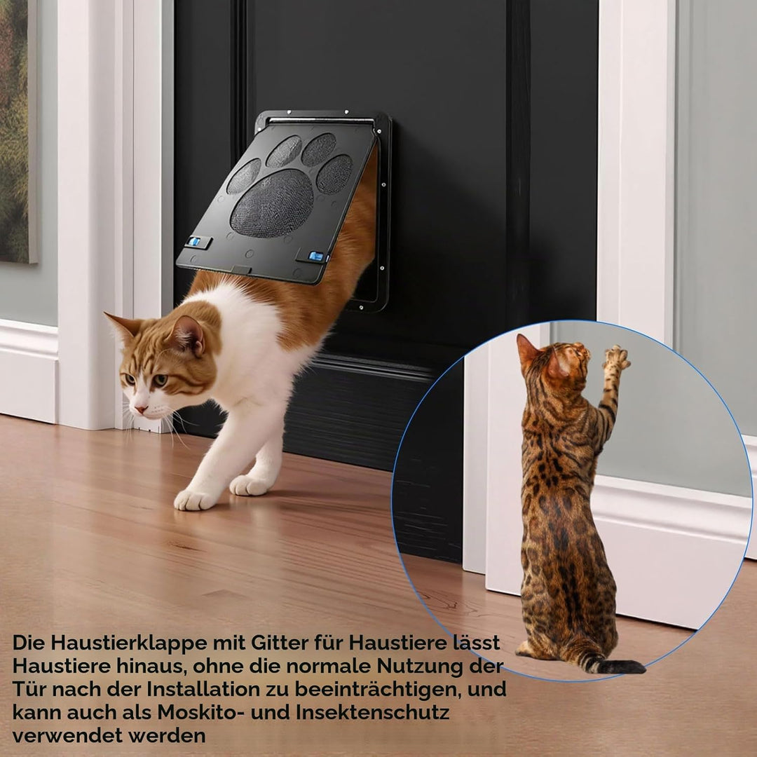 Katzenklappe ABS Haustierklappe, 29×24cm Katzentüre für Kleine und Mittelgrosse Hunde und Katzen Kat