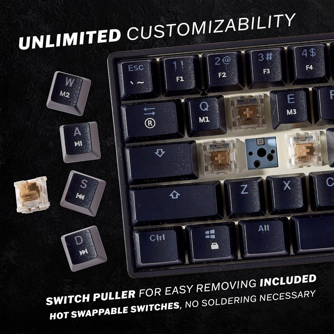 HK Gaming GK61 mechanische 60 Prozent Tastatur | 61 programmierbare Tasten mit RGB Beleuchtung | Kom