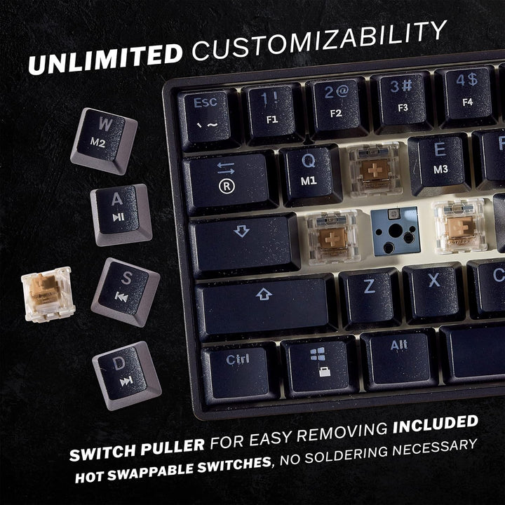 HK Gaming GK61 mechanische 60 Prozent Tastatur | 61 programmierbare Tasten mit RGB Beleuchtung | Kom