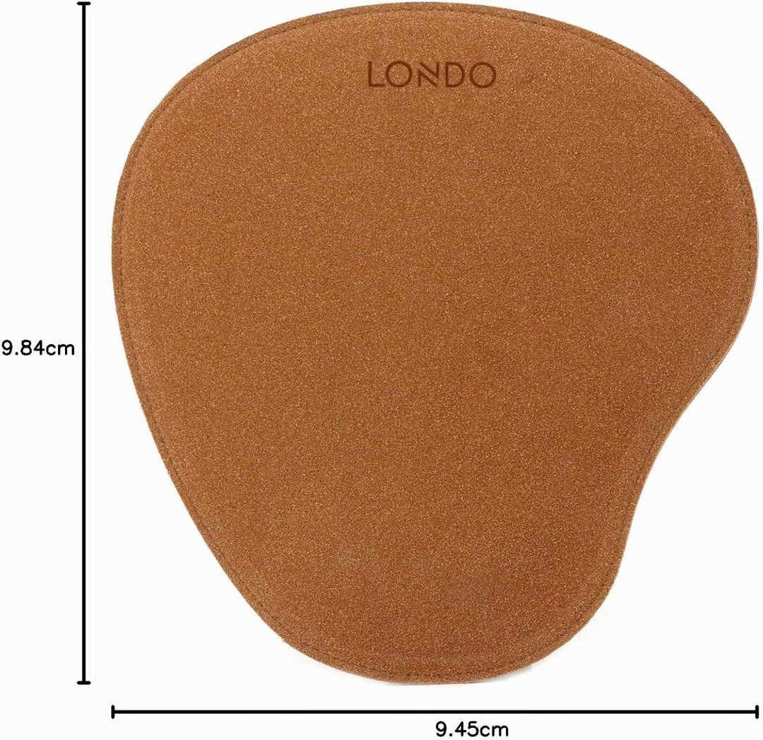 Londo Leder Oval Mouspad mit Handgelenkauflage - Rutschfesten Unterseite, Glatte Oberfläch Hellbraun