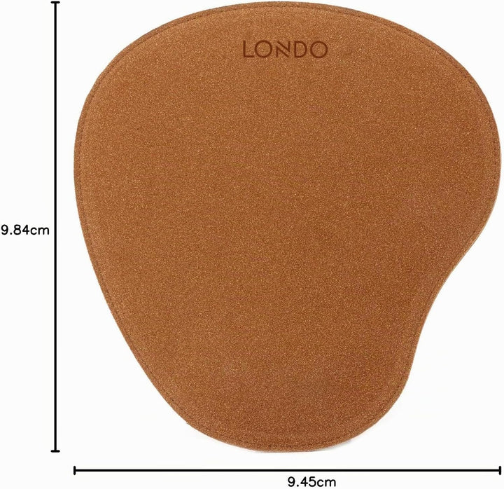 Londo Leder Oval Mouspad mit Handgelenkauflage - Rutschfesten Unterseite, Glatte Oberfläch Hellbraun
