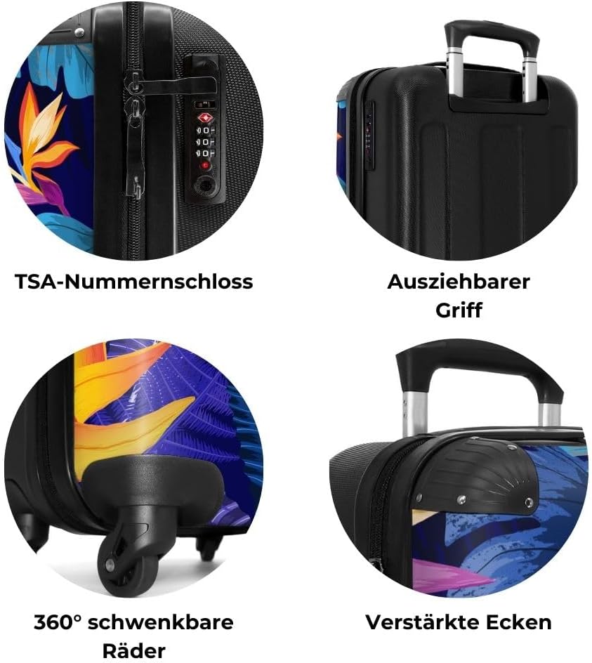 NoBoringSuitcases.com® Koffer Handgepäck Trolley Rollkoffer Kleine Reisekoffer mit 4 Rollen - Dschun