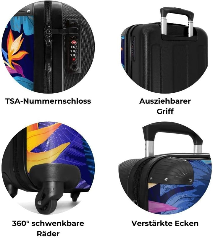 NoBoringSuitcases.com® Koffer Handgepäck Trolley Rollkoffer Kleine Reisekoffer mit 4 Rollen - Dschun