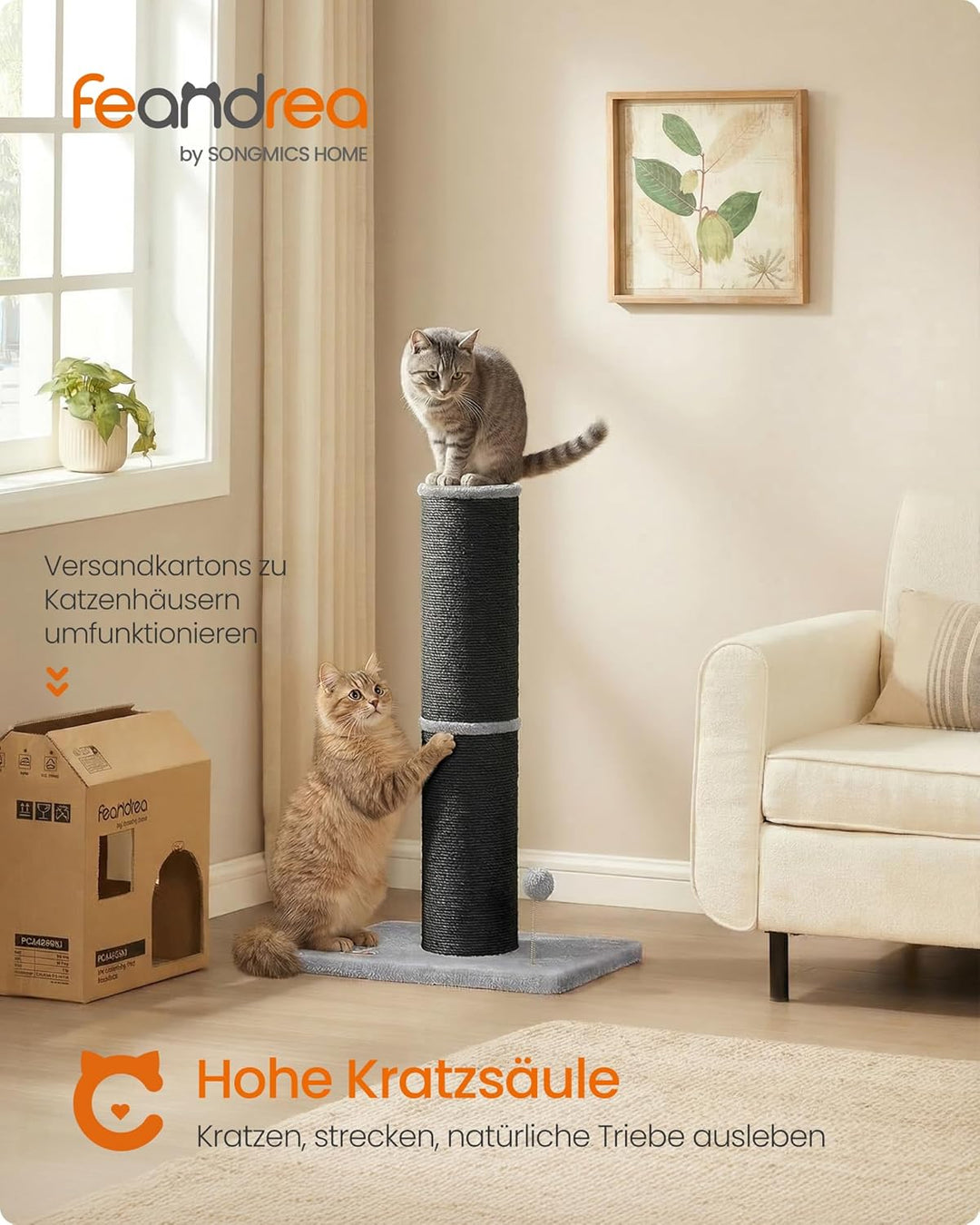 Feandrea Kratzbaum, 85 cm hoch, Kratzsäule XXL, tintenschwarz PCA042B101