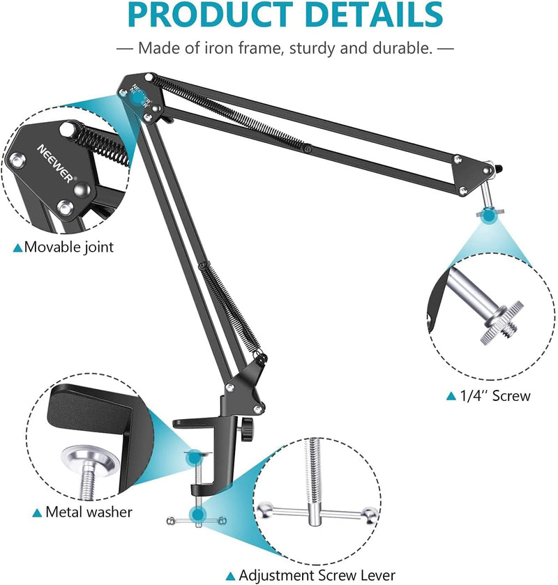 Neewer Einstellbar Desktop Klemme Aussetzung Boom Scissor Arm Ständer Halter für Logitech Webcam C92