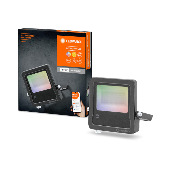 Ledvance Smarte LED Aussenleuchte mit WiFi Technologie, Flutstrahler für Aussen, RGB-Farben änderbar
