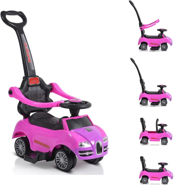 Moni Rutschauto 2 in 1 Rider 308, Rutscher mit Griff, Lehne, Bügel, Fussstütze pink, Pink