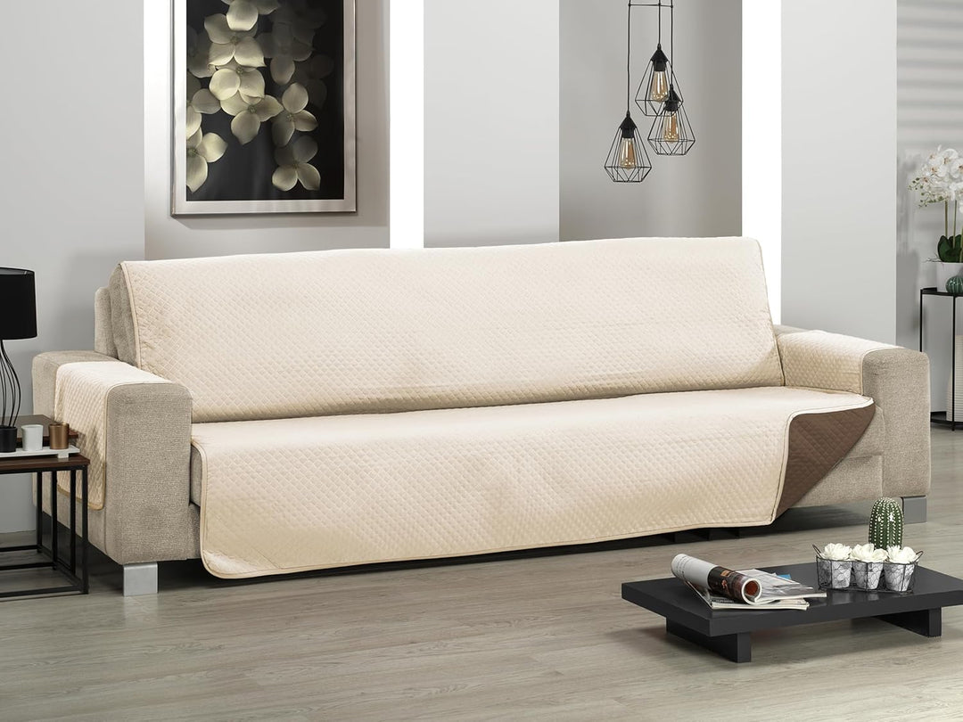 Martina Home Diamond Sofabezug, gesteppt, wendbar, Beige/Braun, 3-Sitzer Beige/Braun 3 Plätze, Beige