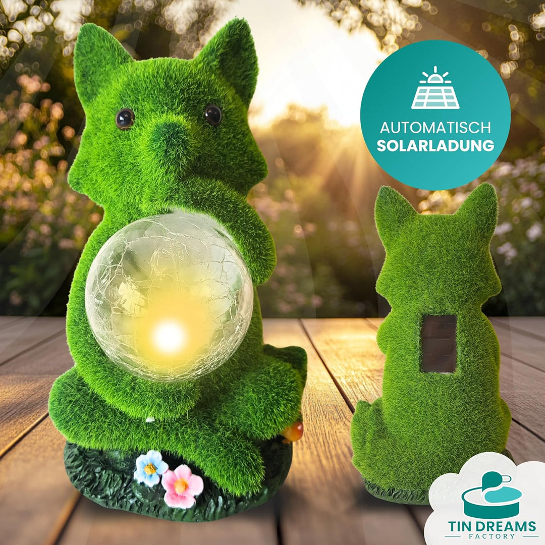 TIN DREAMS FACTORY Garten Solarlampen für Aussen, Gartenzwerg Figuren, Fuchs Gartendeko für Draussen