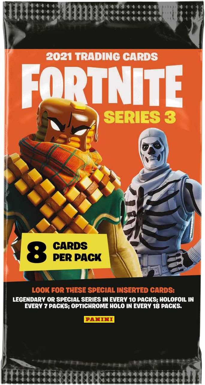 Panini Fortnite Series 3 Trading Cards - Hobby-Box mit 18 Flowpacks 18 Packungen, 18 Packungen