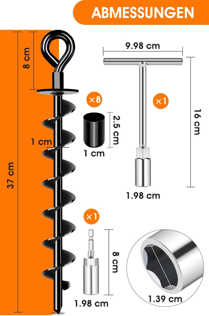 Schwerlast Bodenanker 8 Pack,Robust voll verschraubter Erdanker zur Befestigung von Trampolinen, Vor