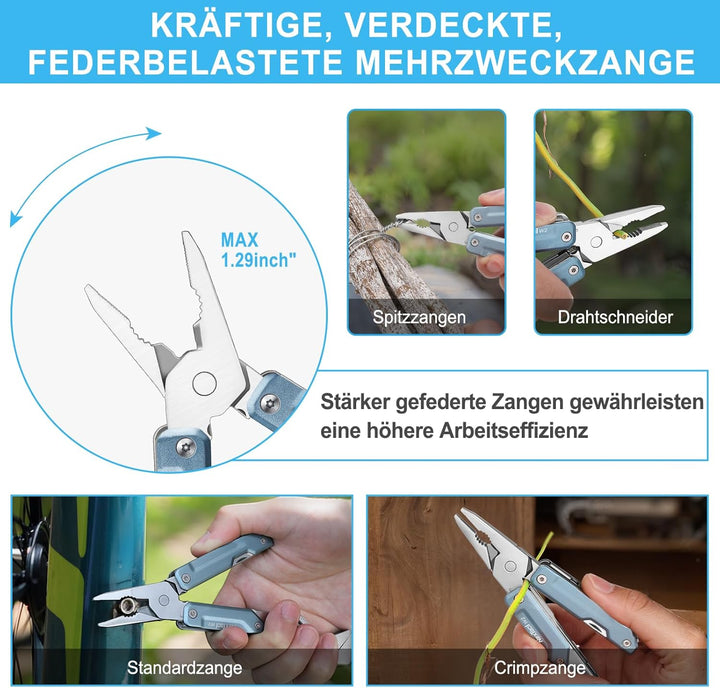 NexTool W2 Multitool, 8 in 1 Multi Tool Werkzeug mit verstellbarem Schraubenschlüssel, Multitool Zan