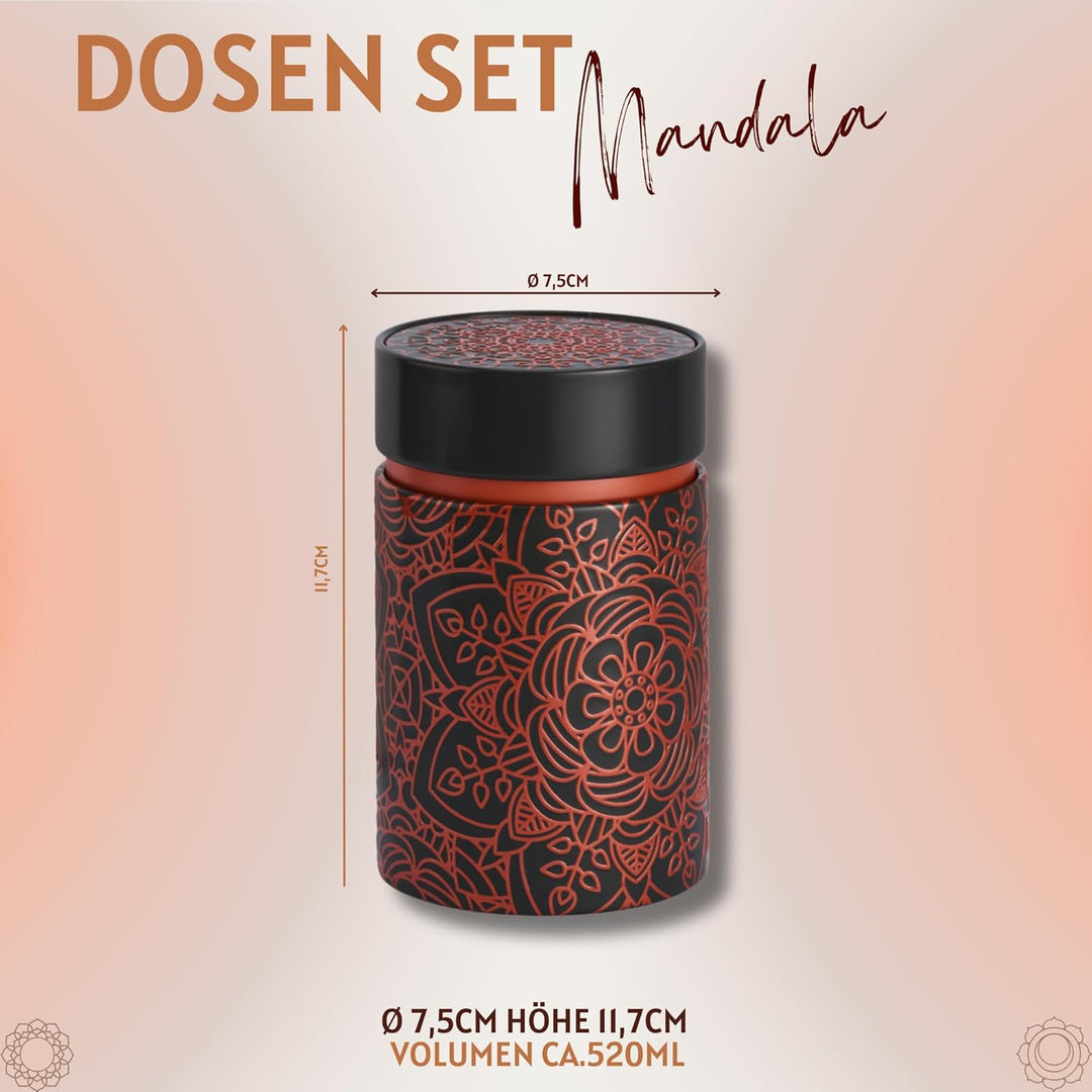 MediMuc Dose Mandala 150g 2er Set mit orientalischen Motiven aufwendig lackiert, Stülpverschluss - V