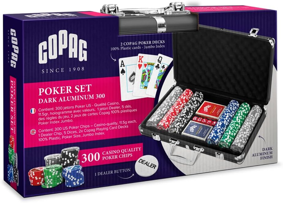 Copag Poker Set - Dark Aluminum 300 - Casino Quality, New Pink