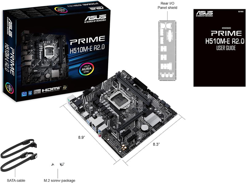 ASUS Prime H510M-E R2.0 Mainboard Sockel Intel LGA1200 (Intel H470 Chipsatz, mATX, DDR4, USB 3.2 Gen