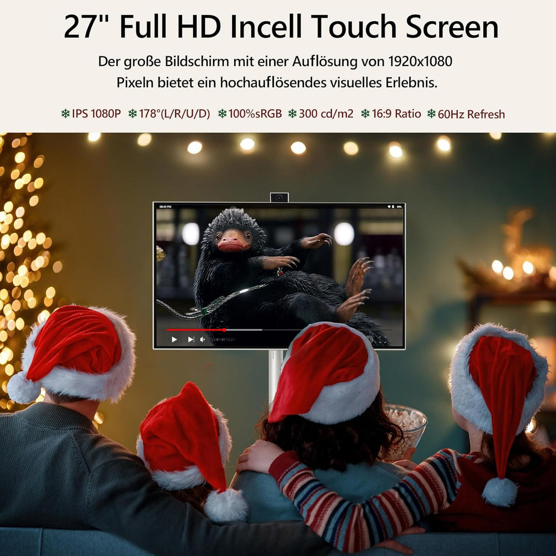 OFD Monitor 27'',Outdoor Fernseher,Portabel Monitor,Touch Screen,Android 13 OS,60Hz,6+128GB Portable