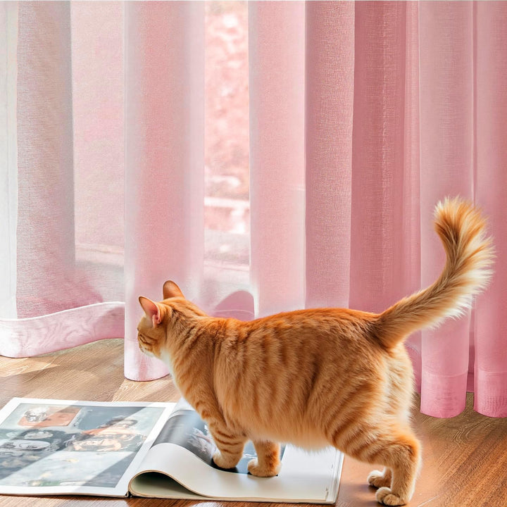 TOPICK Voile Vorhang Mit Ösen Sheer Vorhänge Transparent Gardine Gaze Paarig Ösenschals für Wohnzimm