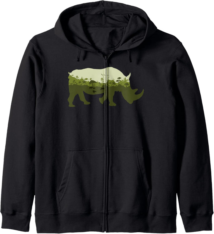 Nashorn Print Landschaft – Rhinoceros Animal Save Rhino Kapuzenjacke