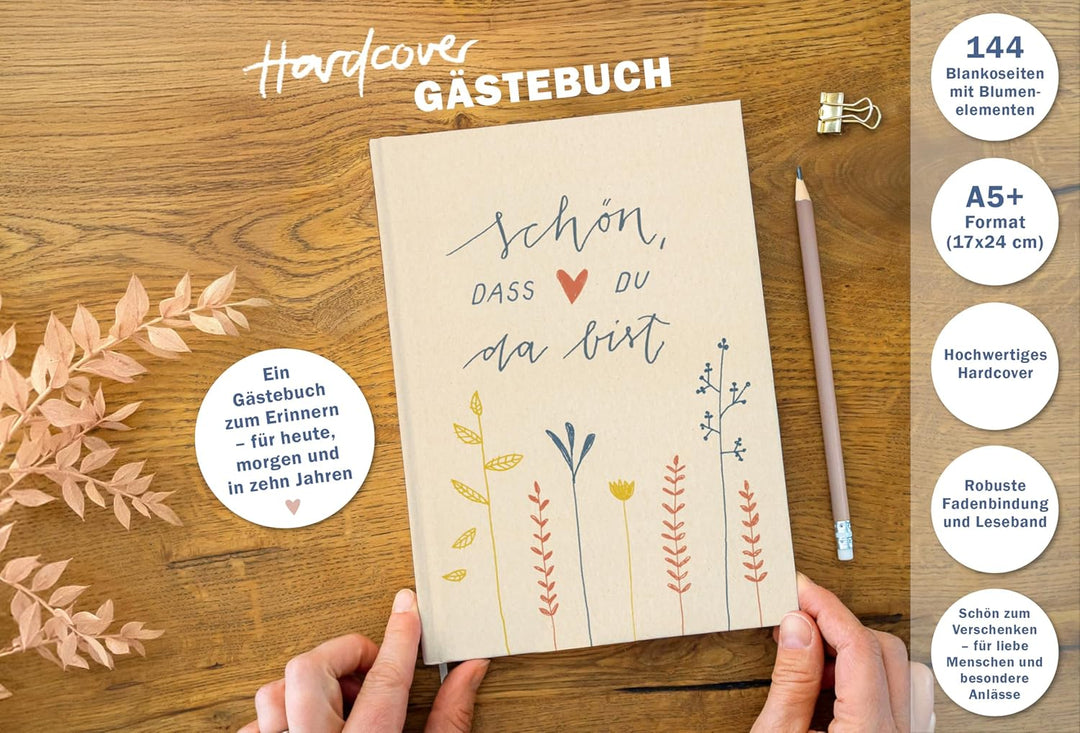 Eine der Guten Gästebuch für Hochzeit, Geburtstag und Ferienwohnung, Creme | 144 blanko Seiten, Hard