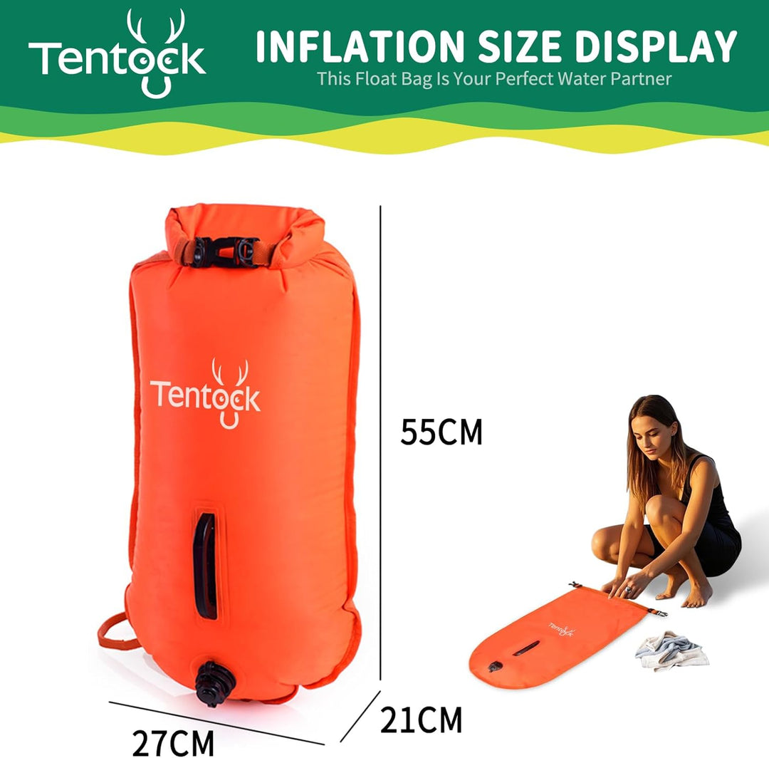Tentock Schwimmboje 28L Wasserdicht Aufblasbare Trockentasche Schwimmen Sicherheitsschwimmer für Was