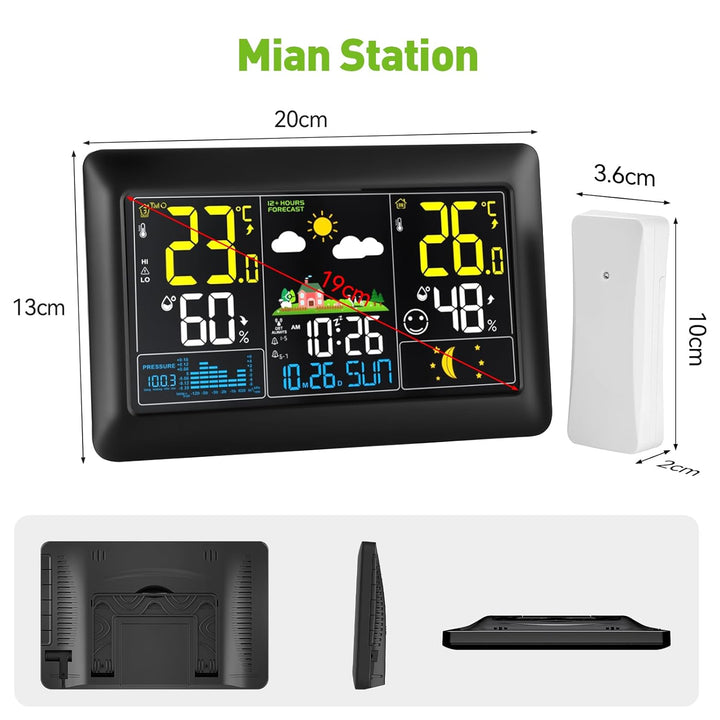 2025 Gross Wetterstation funk mit Aussensensor 7,5 Zoll VA-Display DCF Funkuhr, Grosses Farbdisplay