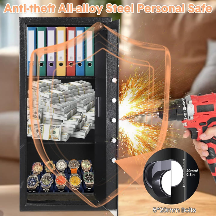 Garvee 95L Safe Tresor mit Zahlencode, Schlüssel & Feuerfester Tasche, Tresor für Zuhause / Hotel, A