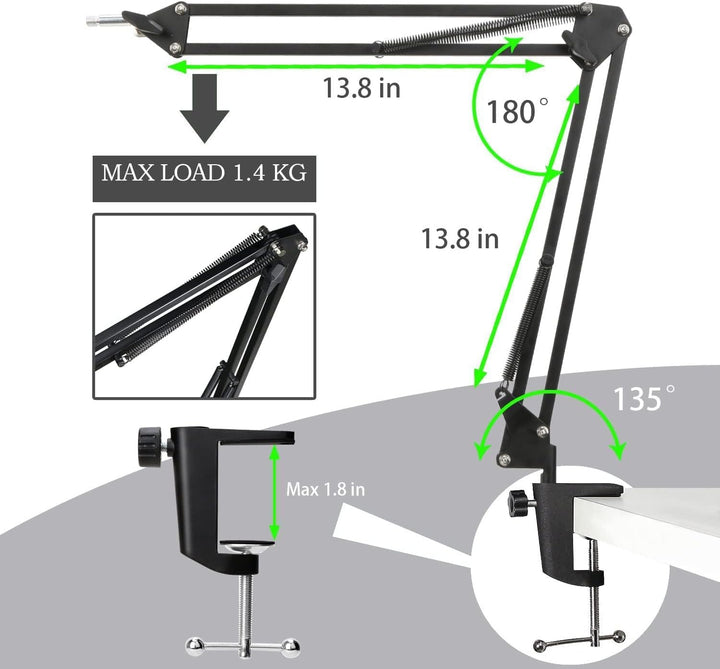 MV7 Mikrofon Arm mit Popschutz - Mikrofonständer mit Windschutz Kompatibel mit MV7 Mikrofon von YOUS