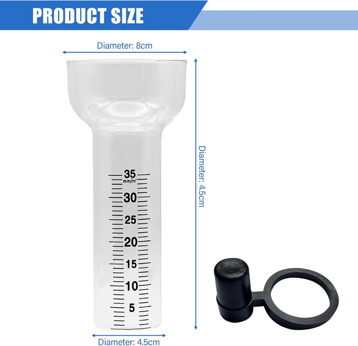 2 Stück Regenmesser Frostsicher, Regenmesser Ersatzglas für 1-35 mm Messungen mit Halterung, Regenme