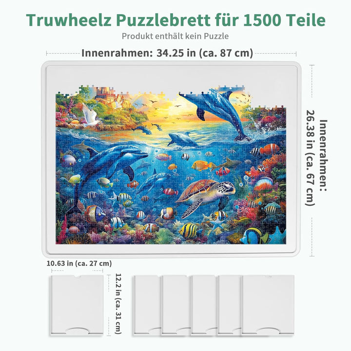 Leichtes 1500-Teile Drehbares Puzzlebrett mit 6 Schubladen & Schutzabdeckung, 360° Lazy-Susan-Design