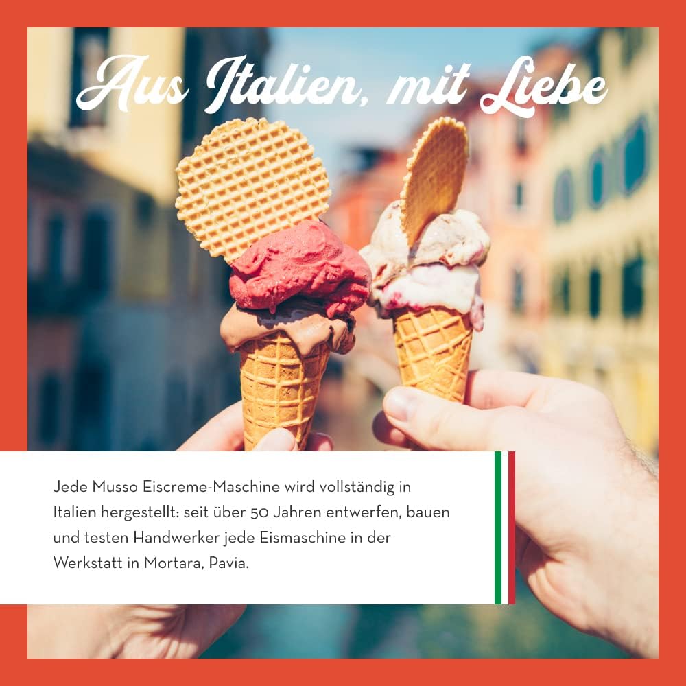 Musso Mini Lussino 4080 Gourmet Eiscreme-Maschine mit 2 Aromen und Silikonspatel | Italienische Eisc