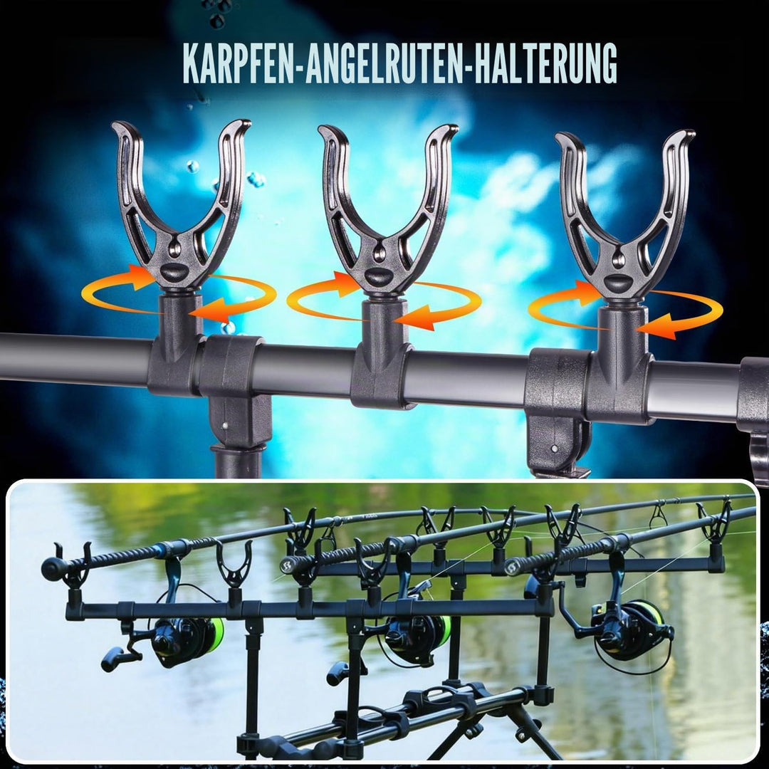 Yun Nong Angelrutenhalter für Karpfenangeln, voll verstellbar, Vollaluminium-Konstruktion, stabiler