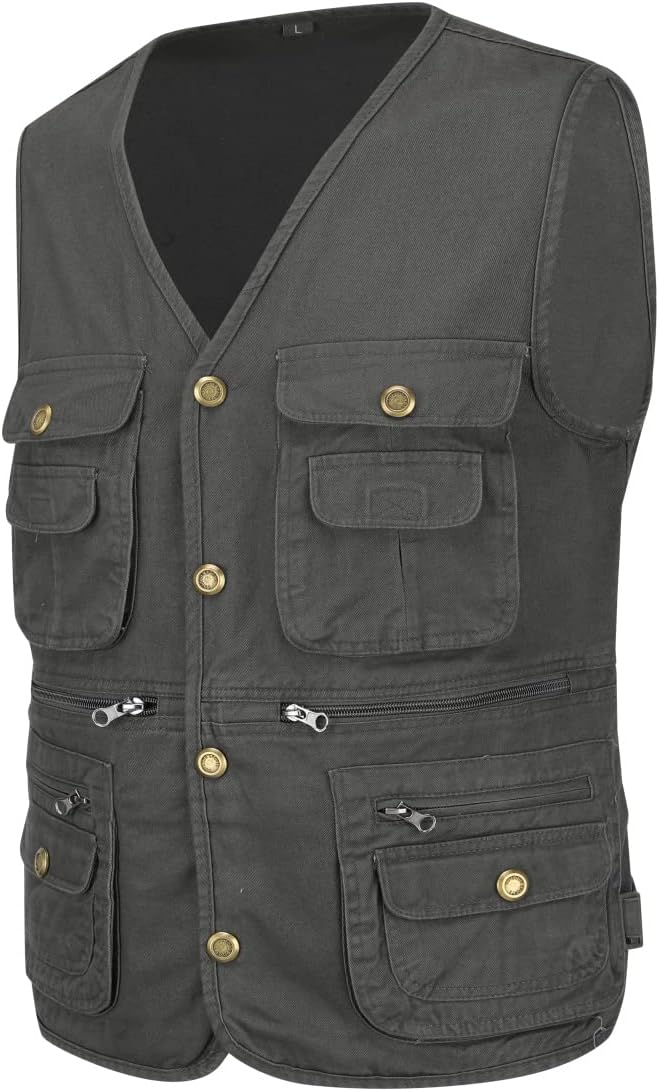 YOUTHUP Weste Herren Anglerweste Outdoor Ärmellose Fotografie Jagd Sportweste Multi-Tasche Leicht Kn