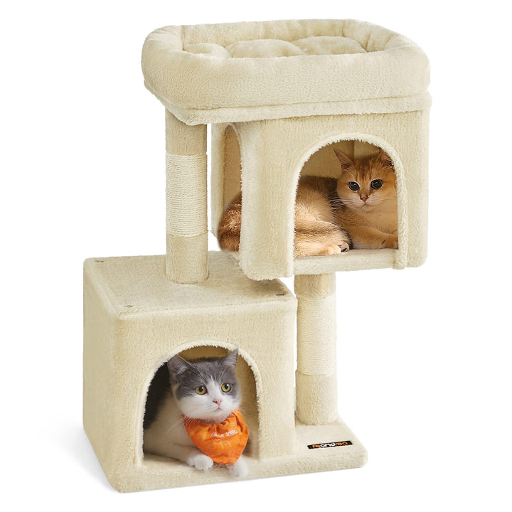 Feandrea Kratzbaum klein, 67 cm Katzenbaum, Katzenhaus für Kätzchen bis zu 3 kg, grosse Plattform, S